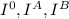 I^{0}, I^{A}, I^{B}