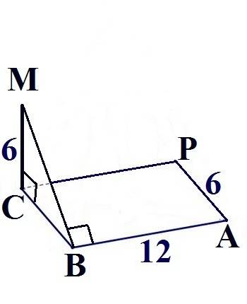 Свершины с прямоугольника авсp со сторонами 6 см и 12 см к его плоскости проведен перпендикуляр см =