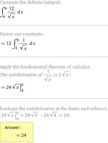 Вычислите определённый интеграл: ⁹₄∫ (2 + 10/√x) dx