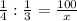 \frac{1}{4} :\frac{1}{3} = \frac{100}{x}