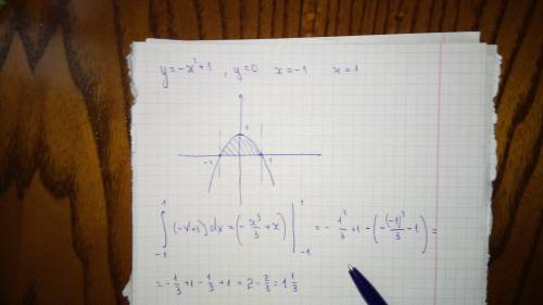 Здесь надо решить интнегральным методом либо дифференциальным! y= - x^2+1 y=0 x= - 1 x=1