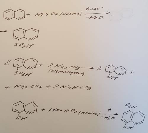 Напишите уравнения реакций получения 5-нитро-8-ок- сихинолина (лекарственный препарат 5-нок) из хино