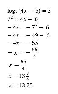 Найдите корень уравнения logвнизу7(4х-6)=2