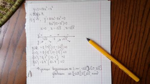 Найдите промежутки возрастания и убывания функции: y=2+18x^4-x^6