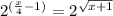 2^{(\frac{x}{4}-1)} =2^{ \sqrt{x+1} }