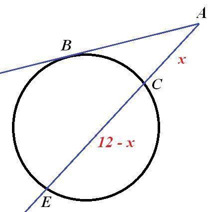 Внешние точки проведени до круга секущая длиной 12 см. и касательная длина которой 2/3 внутреннего о