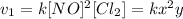 v_{1} = k[NO]^{2}[Cl_{2}] = kx^{2}y