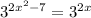 3^{2x^2-7}=3^{2x}