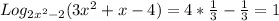 Log_{2 x^{2} -2} (3 x^{2} +x-4)=4* \frac{1}{3} - \frac{1}{3} =1