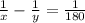 \frac{1}{x} - \frac{1}{y} = \frac{1}{180}