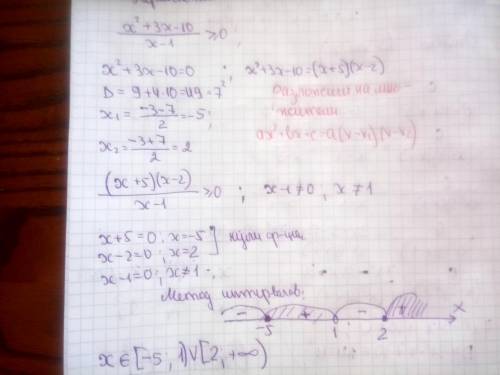 Дорогие, нужна ваша ! x^2+3x-10/(x-1)≥0 , объясните, что я должен делать с (x-1) в знаменателе. зар