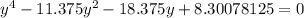 y^4-11.375y^2-18.375y+8.30078125=0