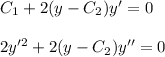 C_1+2(y-C_2)y'=0\\ \\2y'^2+2(y-C_2)y''=0