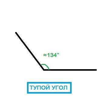 Определите вид угла по его градусам 134