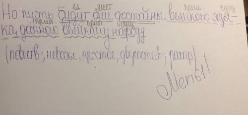 Синтаксический разбор предложения но пусть будут они достойны великого языка дынного великому народу