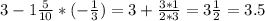 3-1 \frac{5}{10} *(- \frac{1}{3})= 3+ \frac{3*1}{2*3} =3 \frac{1}{2} =3.5