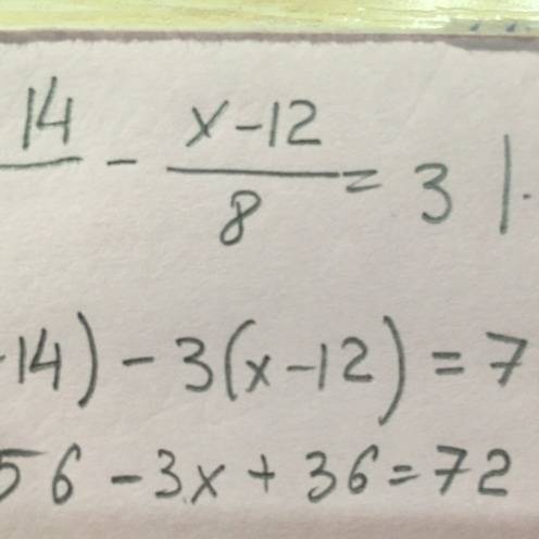 Раскройте корень уравнения x+14/6 - x-12/8 = 3 там где / это дробная черта. 6 и 8 знаменатели.