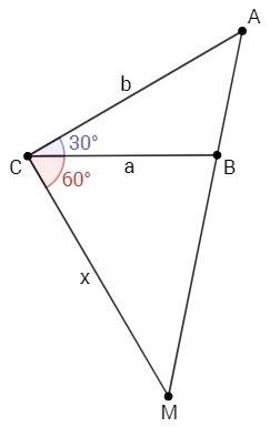 По теме площади : в треугольнике авс угол с равен 30,вс=а. са=в.прямая, проходящая через с перпен