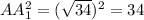 AA_1^2=( \sqrt{34} )^2=34