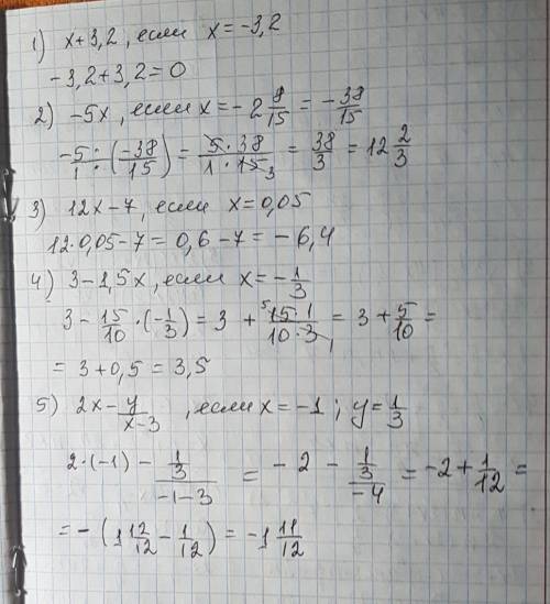 Спо ! желательно написать развернуто, а не только ответ. 1) x+3,2 , если x = - 3,2 2) - 5x , если x