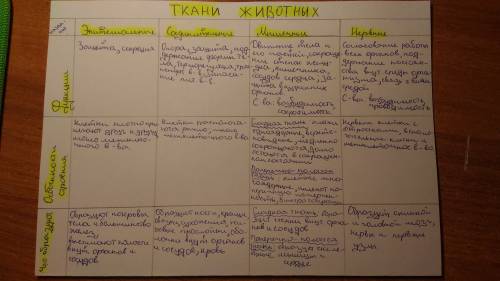 Сделайте таблицу на тему ткани отганизмов столбики 1 название ткани 2 рисунок(но он не нужен) 3 особ