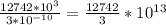 \frac{12742* 10^{3}}{3* 10^{-10} } = \frac{12742}{3} * 10^{13}