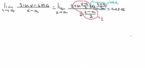 Вычислить предел lim x стремится к а ((sinx-sina)/(x-a))
