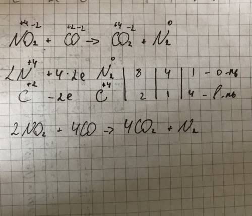 Разберите уравнение реакции как окислительно восстановительное no2+co=co2+n2