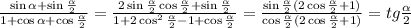 \frac{\sin \alpha +\sin \frac{ \alpha }{2} }{1+\cos \alpha +\cos\frac{ \alpha }{2} }= \frac{2\sin\frac{ \alpha }{2} \cos\frac{ \alpha }{2} +\sin\frac{ \alpha }{2} }{1+2\cos^2\frac{ \alpha }{2}-1+\cos\frac{ \alpha }{2} }= \frac{\sin\frac{ \alpha }{2} (2\cos\frac{ \alpha }{2} +1)}{\cos\frac{ \alpha }{2} (2\cos\frac{ \alpha }{2} +1)} =tg\frac{ \alpha }{2}