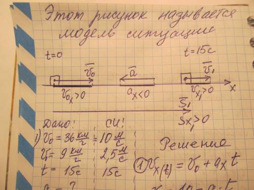 10 класс (45 ) во время торможения скорость поезда за 15 секунд изменилась от 36 км/ч до 9 км/ч . ка