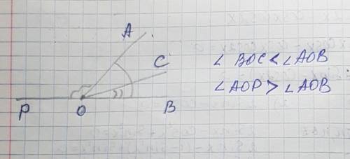 2. проведите луч ос так, чтобы угол вос был меньше угла аов и луч ор так, чтобы угол аор был больше