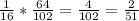 \frac{1}{16} *\frac{64}{102}= \frac{4}{102} =\frac{2}{51}