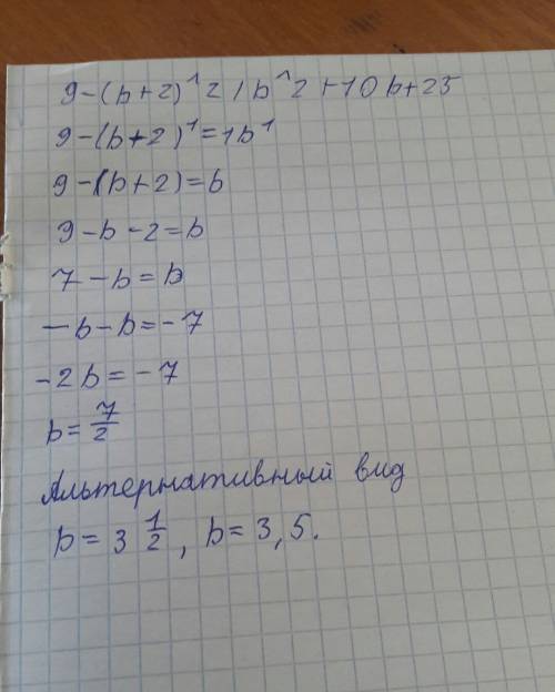 Сократите дробь 9-(b+2)^2/b^2+10b+25