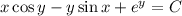 x\cos y-y\sin x+e^{y}=C