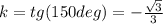 k=tg(150deg)=- \frac{ \sqrt{3}}{3}