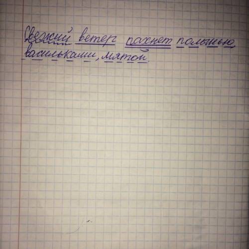 Разбери слово предложение по членам. свежий ветер пахнет полынью, васильками, мятой. 4 класс!