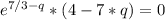 e^{7/3-q} * (4 -7*q)=0