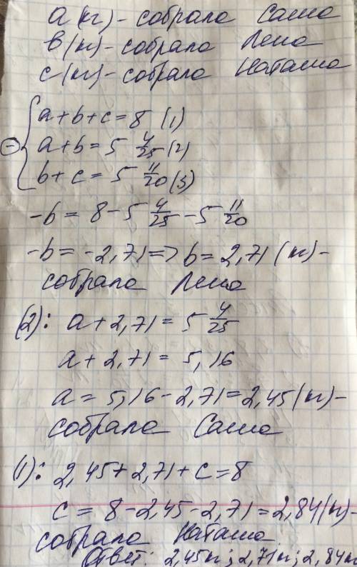 Сдробями ( целых 10 : саша, лена и наташа вместе насобирали 8 кг яблок. саша и лена вместе насобирал