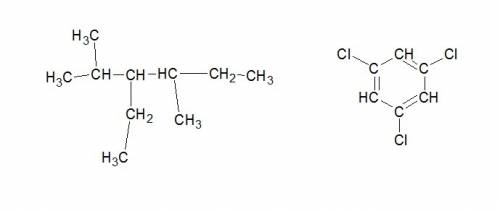 Составьте формулы вещества 1) 2.4-диметил-3-этилгексан 2) 2,4,6-трихлорбензол
