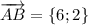 \overrightarrow{AB}=\{6;2\}