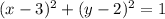 (x - 3) {}^{2} + (y - 2) {}^{2} = 1