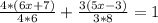 \frac{4*(6x+7)}{4*6} + \frac{3(5x-3)}{3*8} =1