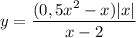 y= \dfrac{(0,5x^2-x)|x|}{x-2}