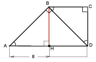 Диагональ bd прямоугольной трапеции abcd делит эту трапецию на два прямоугольных равнобедренных треу