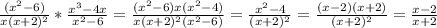 \frac{(x^2-6)}{x(x+2)^2}* \frac{x^3-4x}{x^2-6}= \frac{(x^2-6)x(x^2-4)}{x(x+2)^2(x^2-6)}= \frac{x^2-4}{(x+2)^2}= \frac{(x-2)(x+2)}{(x+2)^2}= \frac{x-2}{x+2}