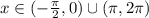 x\in (-\frac{\pi}{2},0)\cup (\pi ,2\pi )