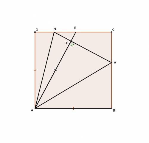 На стороне cd квадрата abcd отмечена точка e. биссектрисы углов eab и ead пересекают стороны bc и cd
