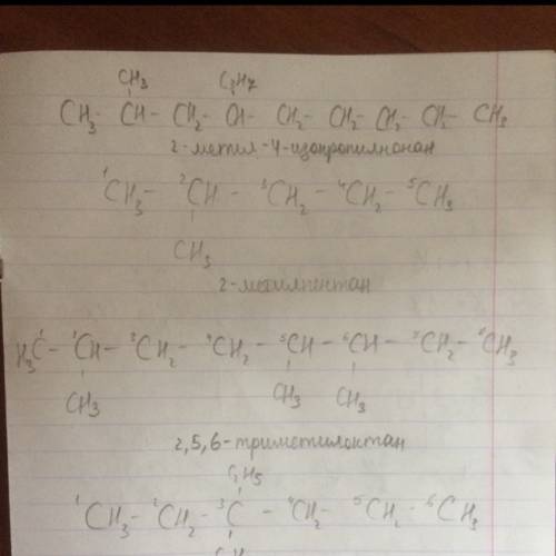 Напишите структурные формулы соединений по их названиям: 2-метилпента, 2,5,6-триметилоктан, 3,3-диэт