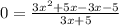 0 = \frac{3 {x}^{2} + 5x - 3x - 5 }{3x + 5}