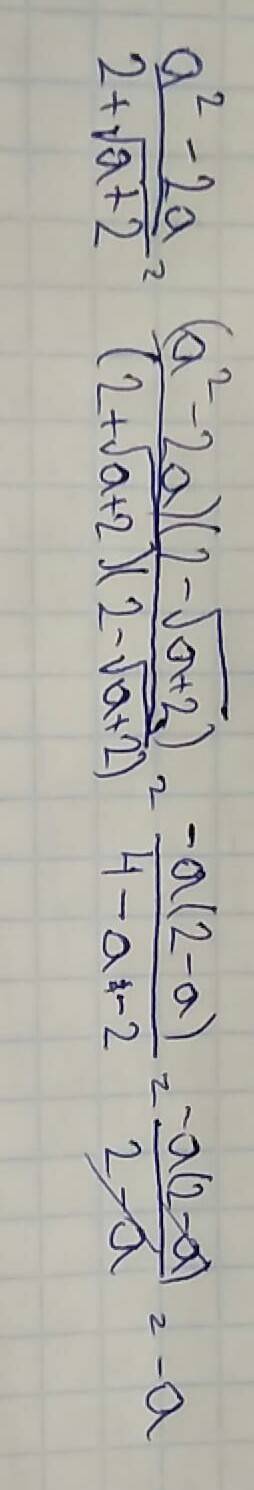 Освободите от иррациональности знаменатель дроби : а^2-2а/2+√а+2